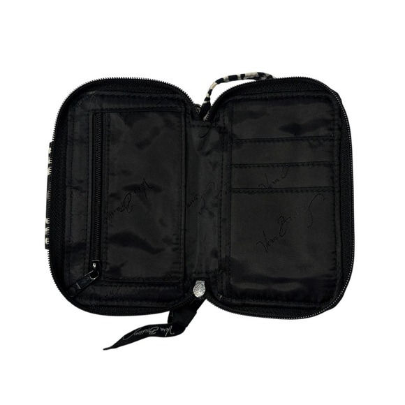 Vera Bradley "Baroque" Black White Floral Zip Around Wristlet Quilted - Picture 3 of 7